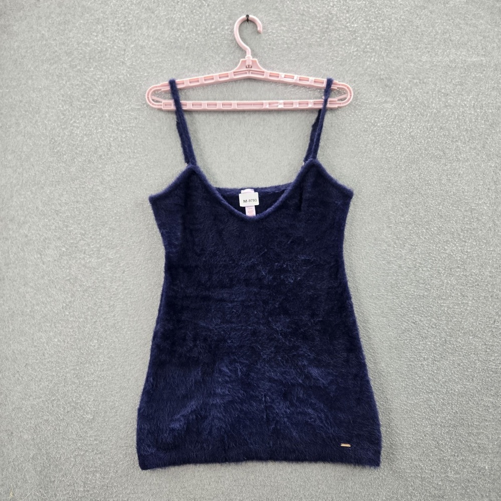 Savage X Fenty Women Tank Top MEDIUM Blue Nylon Polyester Scoop Neck Pullover